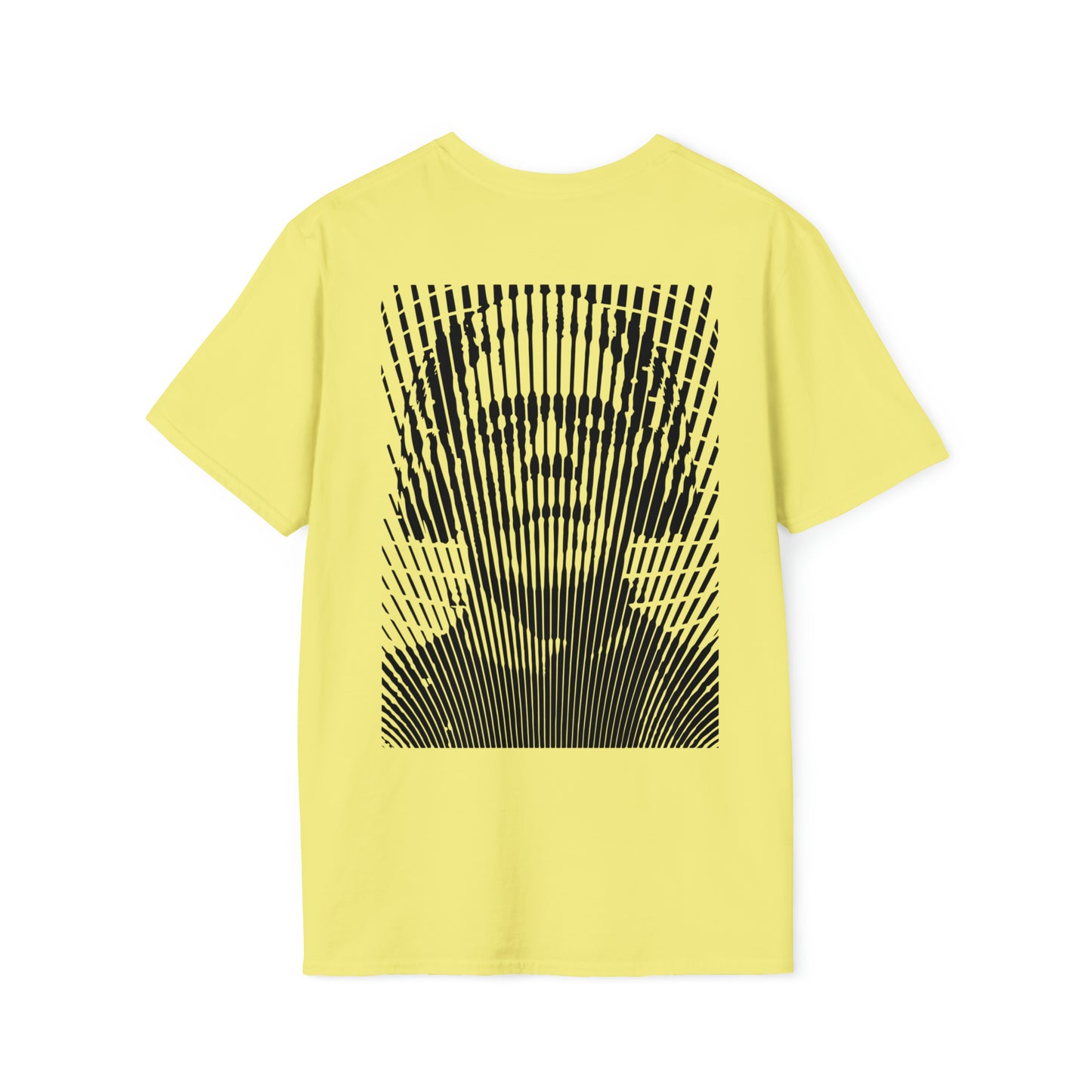 100% Cotton T shirt  . Custom t shirt design of Frankenstein with headphones. Back side image. Yellow color tee shirt.