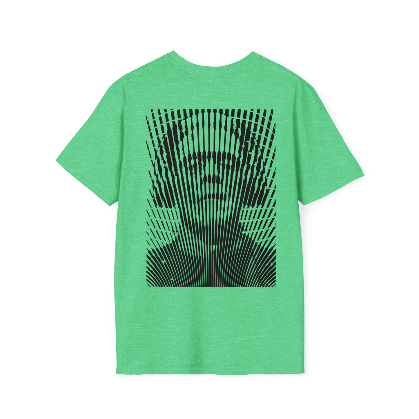 100% Cotton T shirt  . Custom t shirt design of Frankenstein with headphones. Back side image. Green color tee shirt.