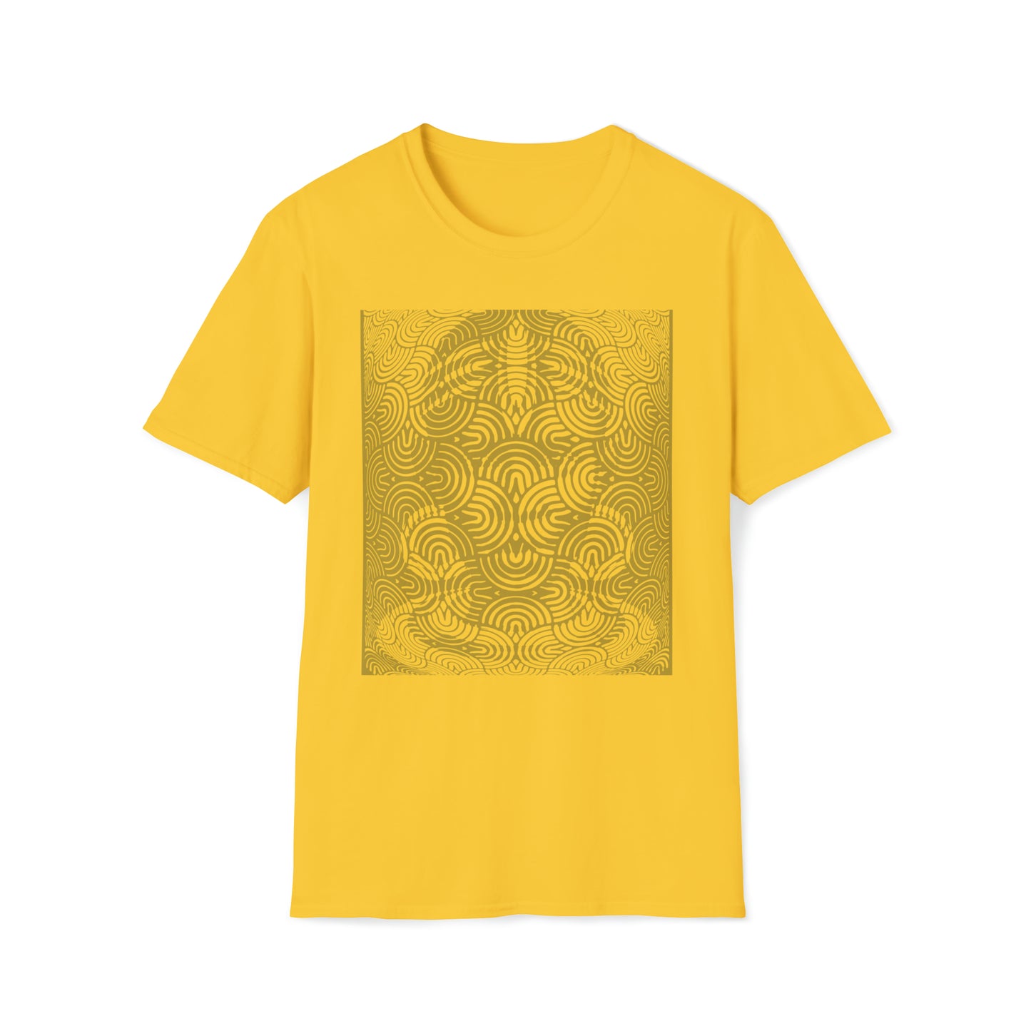 100% Cotton T-shirt featuring a stunning design of an African Goddess, Front side image. Yellow color tee shirt.