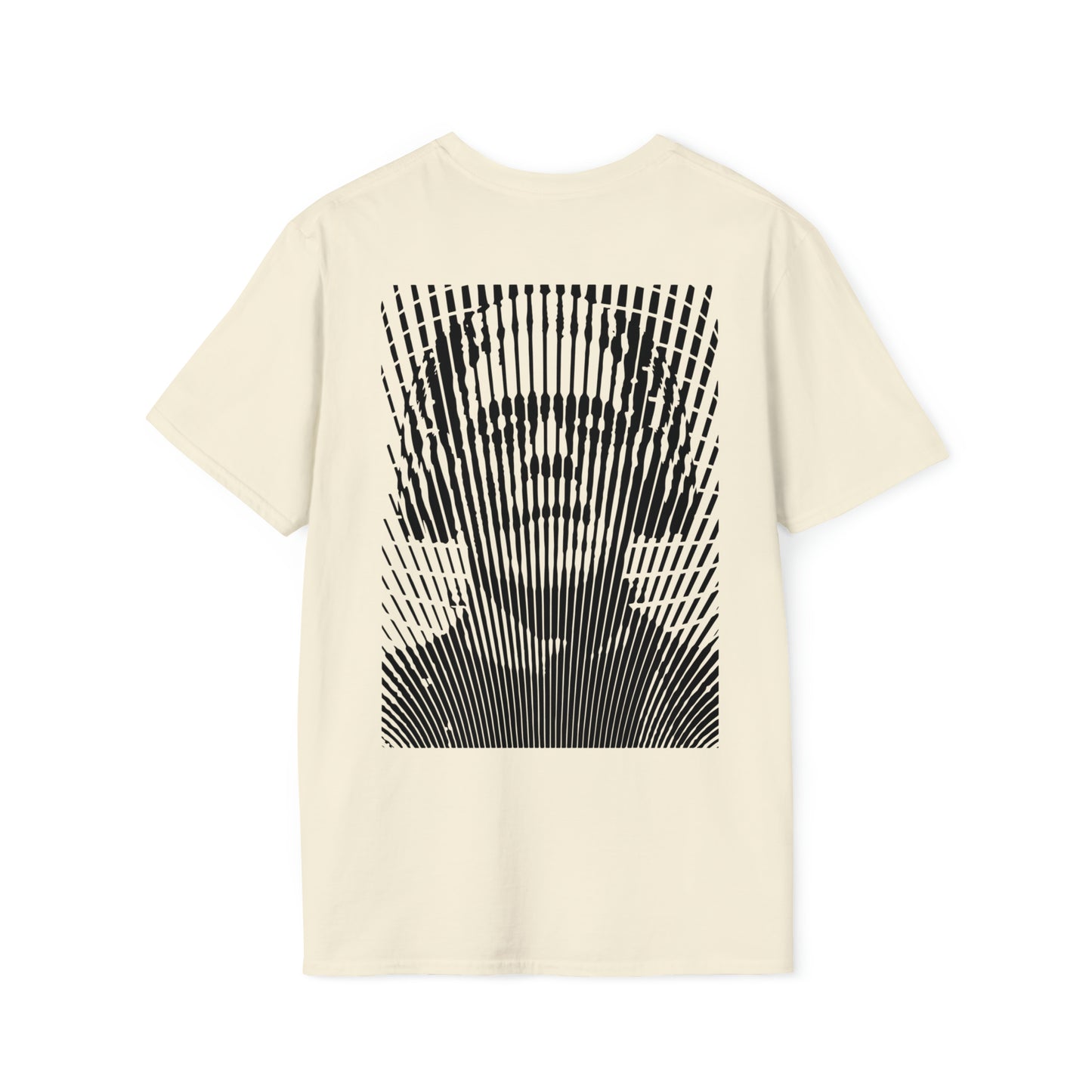 100% Cotton T shirt  . Custom t shirt design of Frankenstein with headphones. Back side image. Natural color tee shirt.