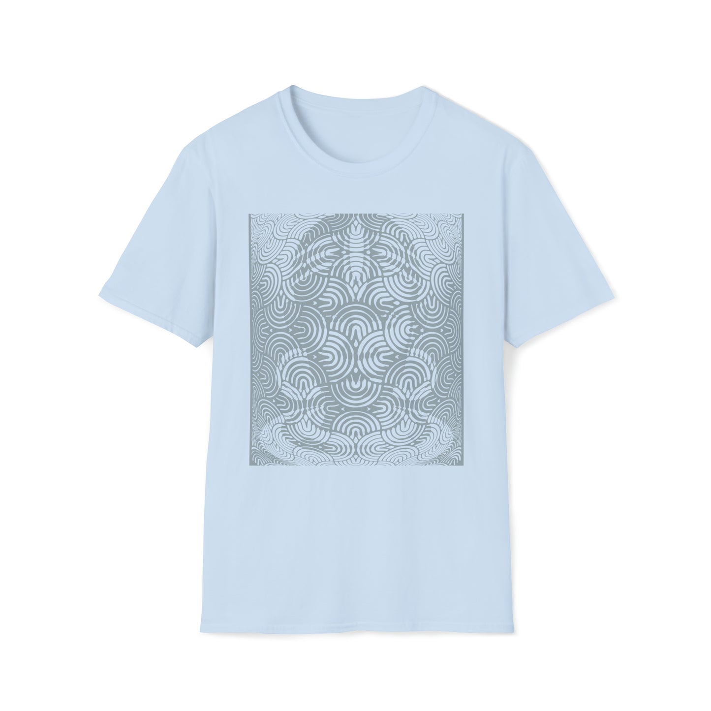 100% Cotton T-shirt featuring a stunning design of an African Goddess, Front side image. Light  blue color tee shirt.